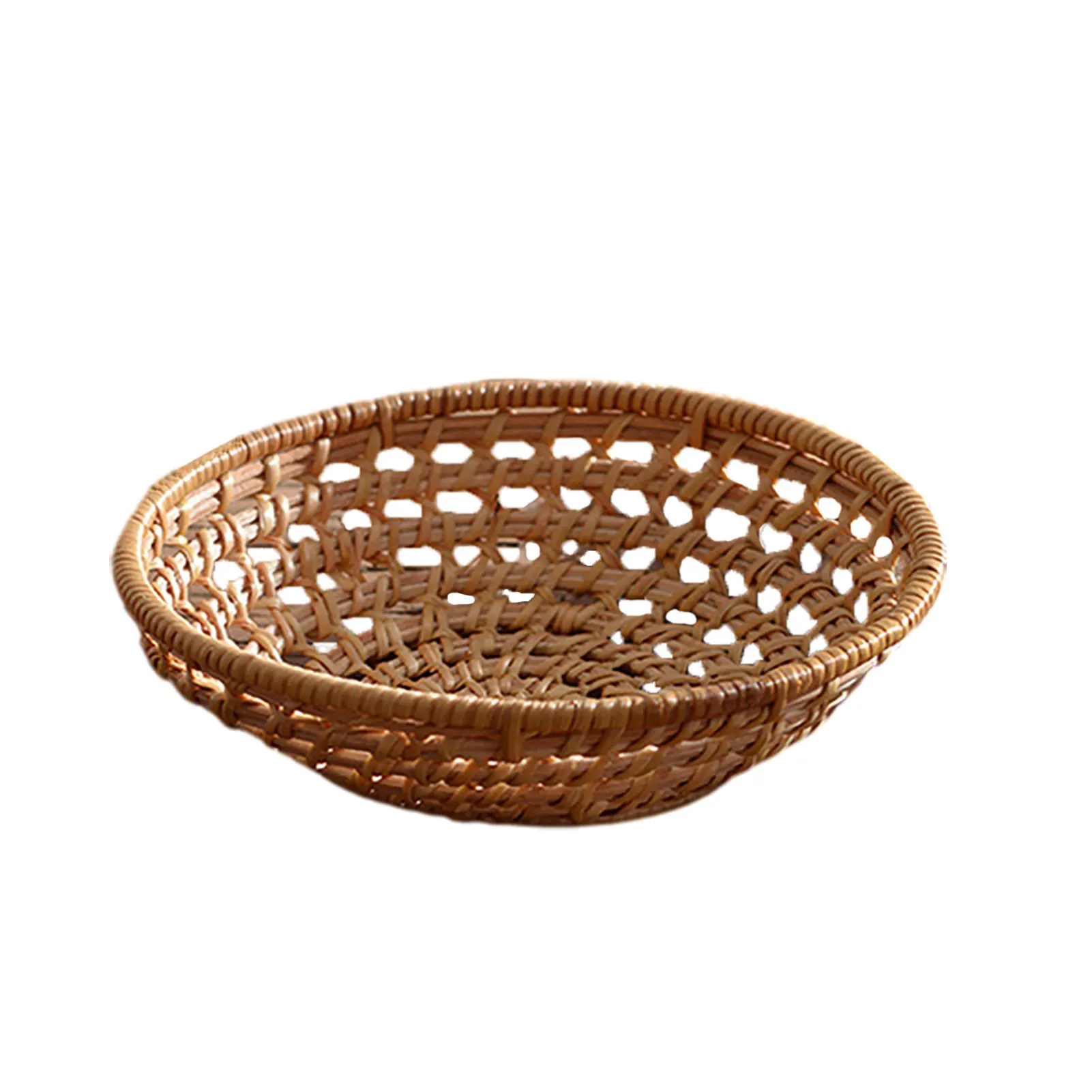 

Круглая корзина для хлеба из ротанга с орнаментом, реквизит для домашней фотосъемки, держатель для полотенец, плетеная тарелка, поднос для ч...