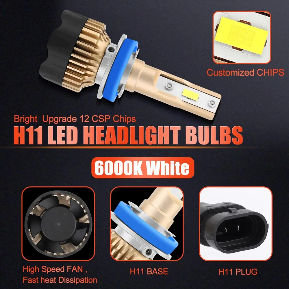 H11 Автомобильный светодиодный фар H7 9005 9006 9007 H13 H4/9003/HB2 Conversion Kit H8, H9 светодиодный 9000lm 6000K холодный белый