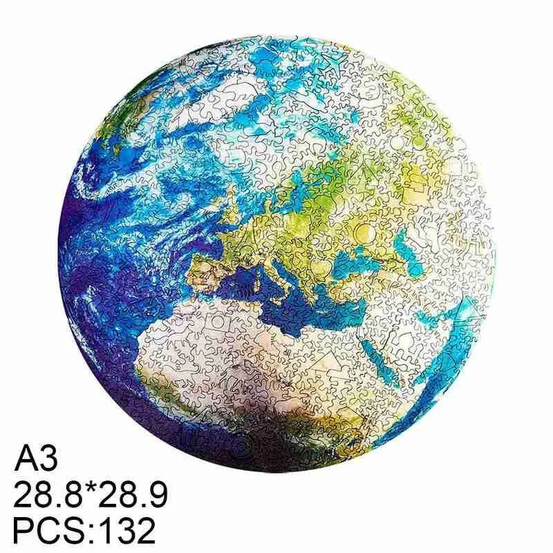 Луна земля головоломка сборка сложная вечерние DIY деревянный пазл интерактивные