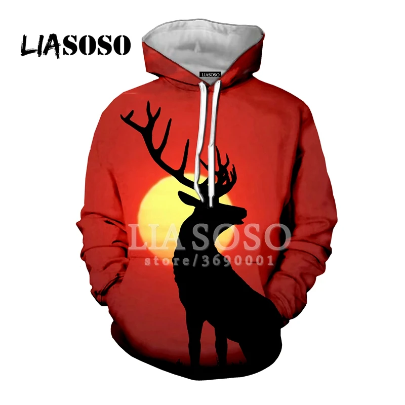 25 LIASOSO, новинка, повседневные, забавные, с оленем, лосем, деревьями, снегом, с 3D принтом, для женщин и мужчин, толстовки с капюшоном, свитера, пуловер, Harajuku, уличная одежда, X0254 - Цвет: 25