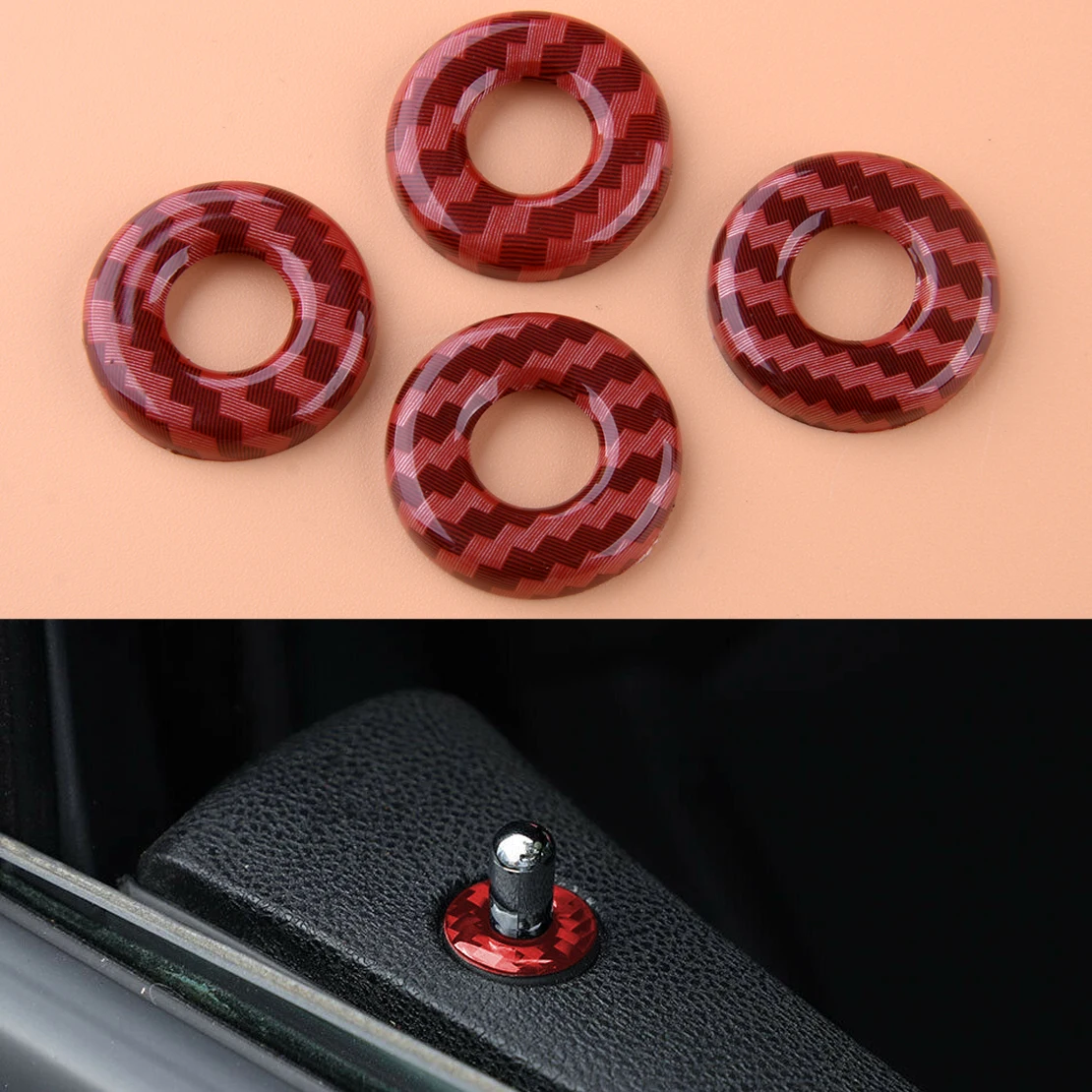 

Beler Пластик красный карбона и оптоволокна для телефона двери Фиксатор двери декор накладка кольцо-наклейка подходит для Dodge Зарядное устрой...