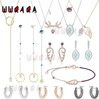swa fashion jewelry high quality glamour elegant rainbow tone round crystal tassel earrings romantic anniversary gift for women