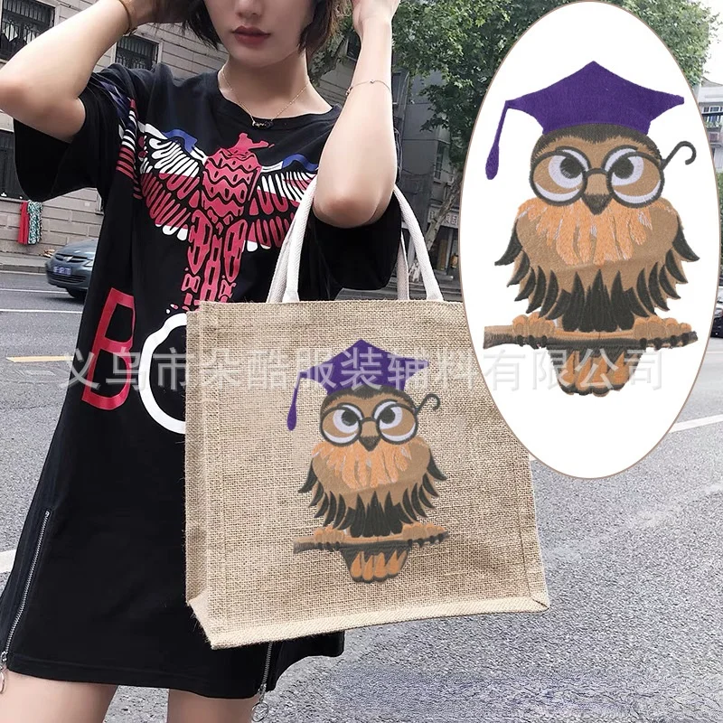 

Embroidery Label Water Soluble Embroidery Stickers Clothing Accessories Badge Animal Owl Cloth Label Decorative Cloth Stickers