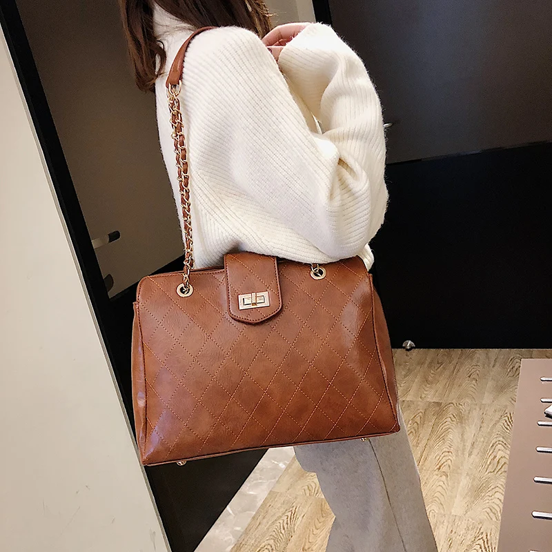 Модная женская сумка в клетку винтажная кожаные сумки женские ретро через плечо