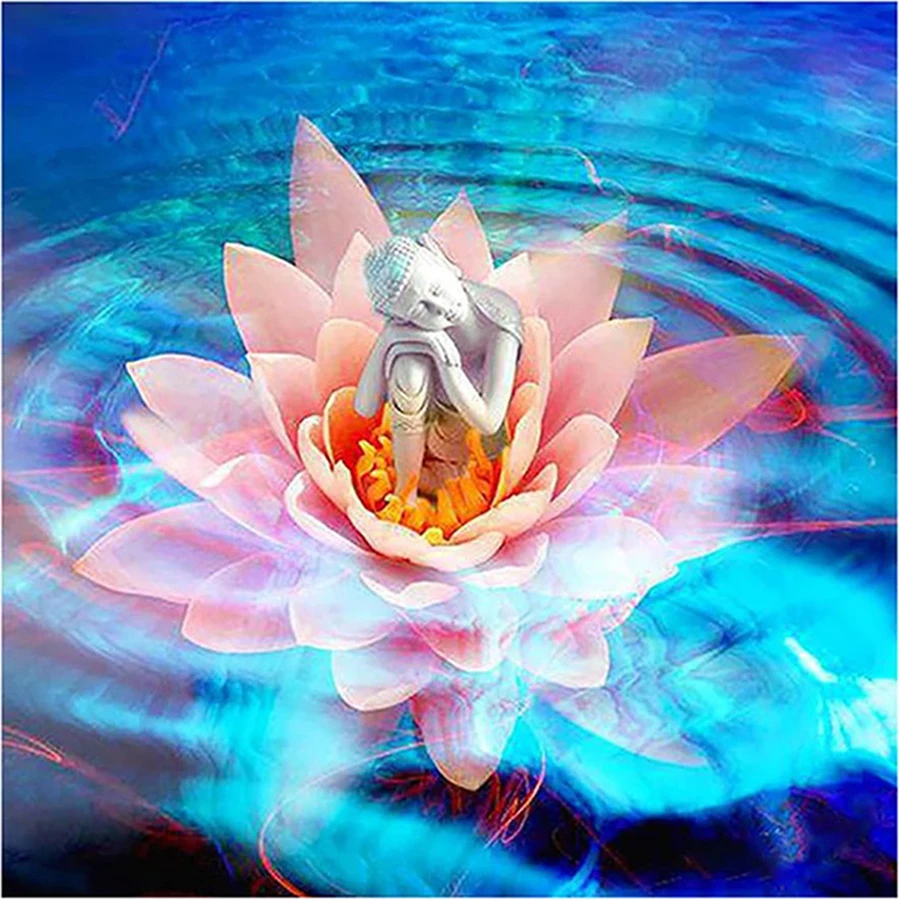 Алмазная 5D мозаика сделай сам Набор для вышивки крестиком Лотос Будда