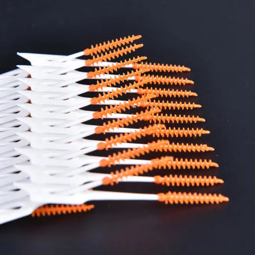 80 шт./компл. силиконовые зубная нить щеточка для чистки зубов эластичные массаж