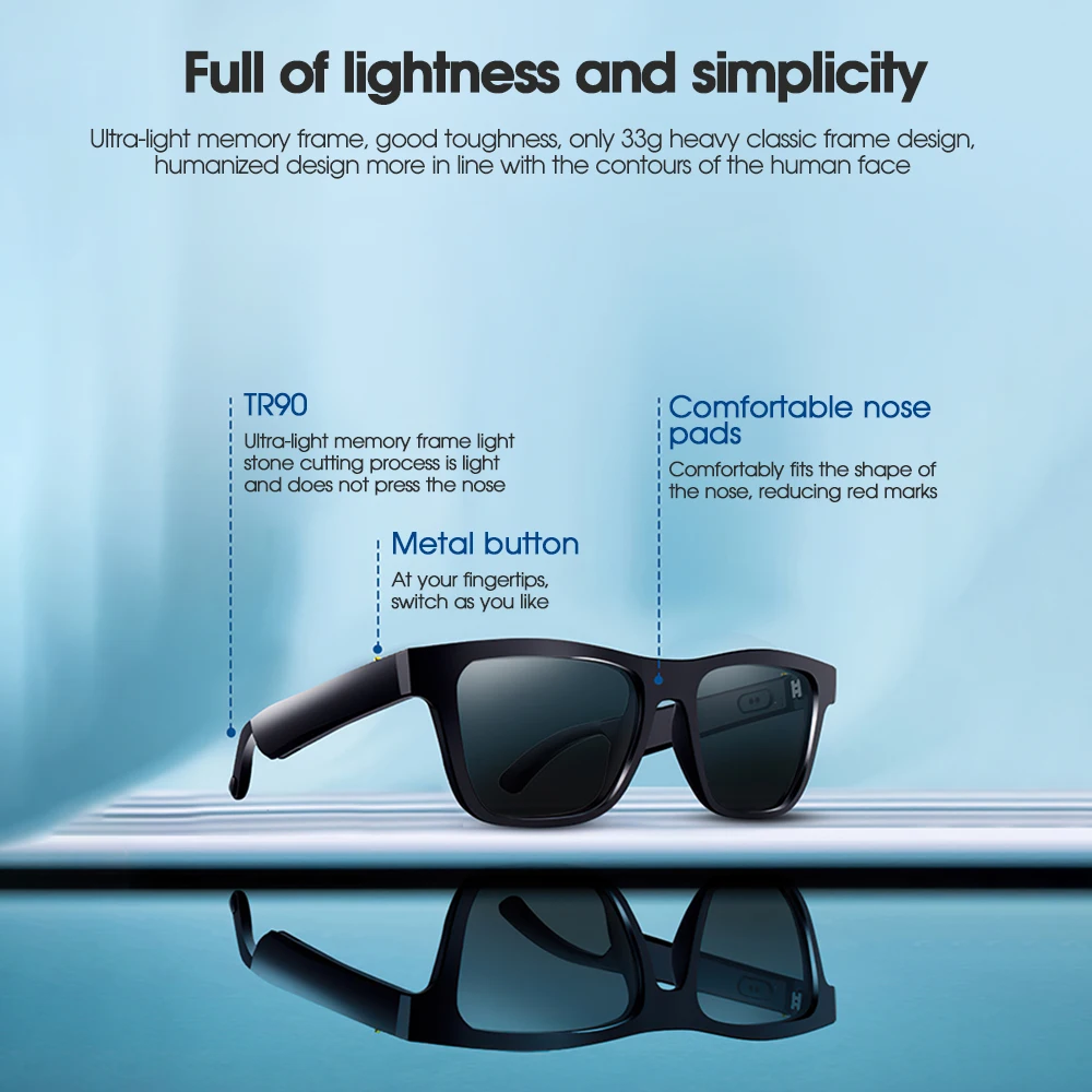 저렴한 Wireless Audio Glasses Bone Conduction Bluetooth Headset Waterproof Handsfree Music Sports Sunglasses Support Call Listen Music