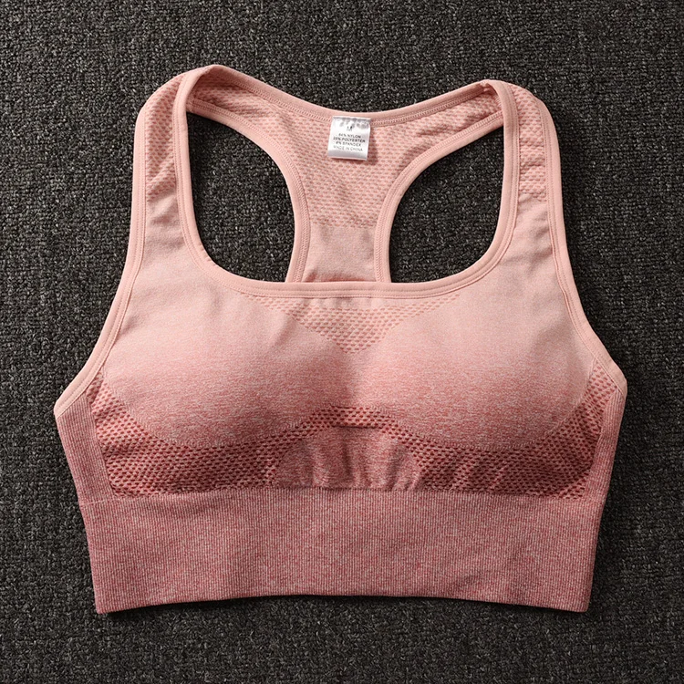 Pink Ombre Ombre бесшовный спортивный бюстгальтер со съемными подушечками, спортивный бюстгальтер для женщин, для бега, для фитнеса, майка, для активного ношения, бюстгальтеры для йоги - Цвет: Pink Ombre