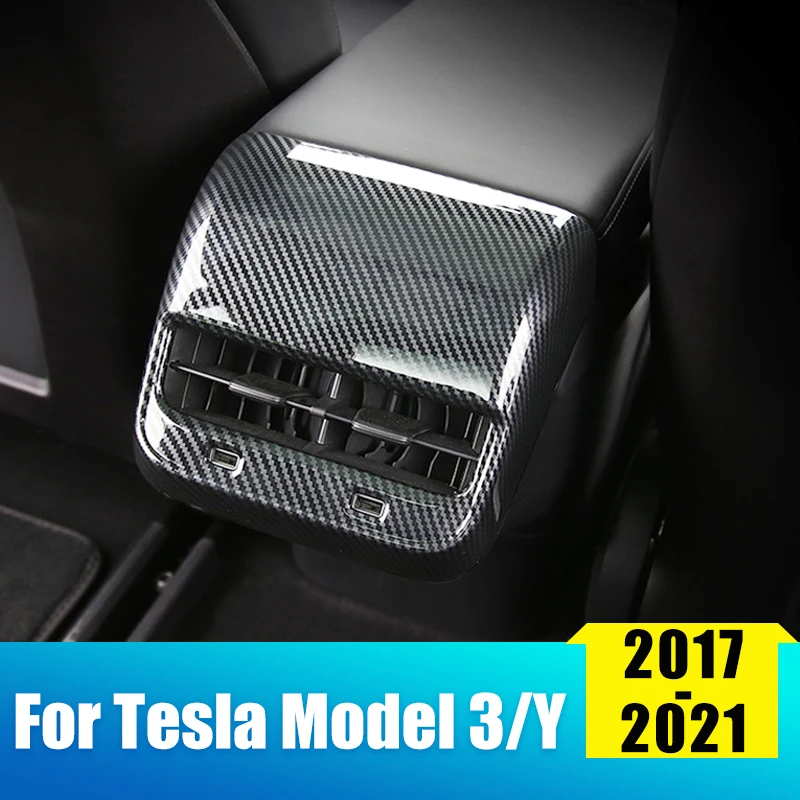 

Car Rear Air Conditioning Vent Outlet Protective Trim Cover Sticker For Tesla Model 3 Y 2017- 2020 2021 Model3 Three Accessories