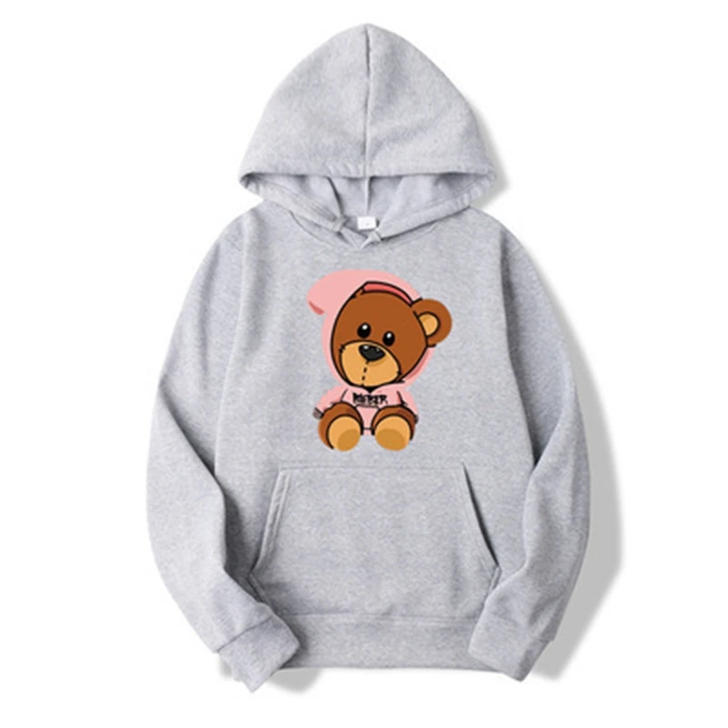 

2021 New Fashion Trend Printed Sweatshirt Bieber Bear Same Paragraph Long-sleeved Fleece Color Hoodies Pullover Sports Style
