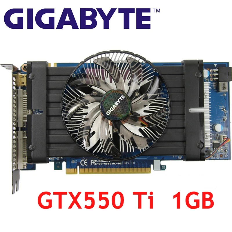 Оригинальная графическая карта GIGABYTE GTX550 Ti 1 ГБ 192 бит GDDR5 видеокарты для nVIDIA Geforce GTX