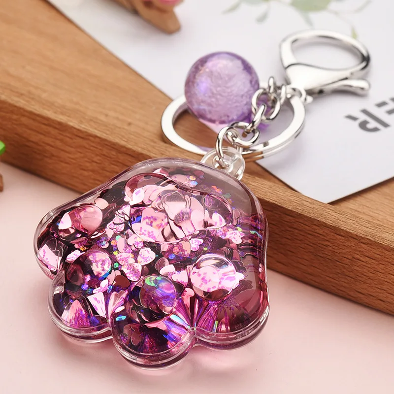 Мультфильм акриловые массаж кошка брелок с изображением лап жидкости