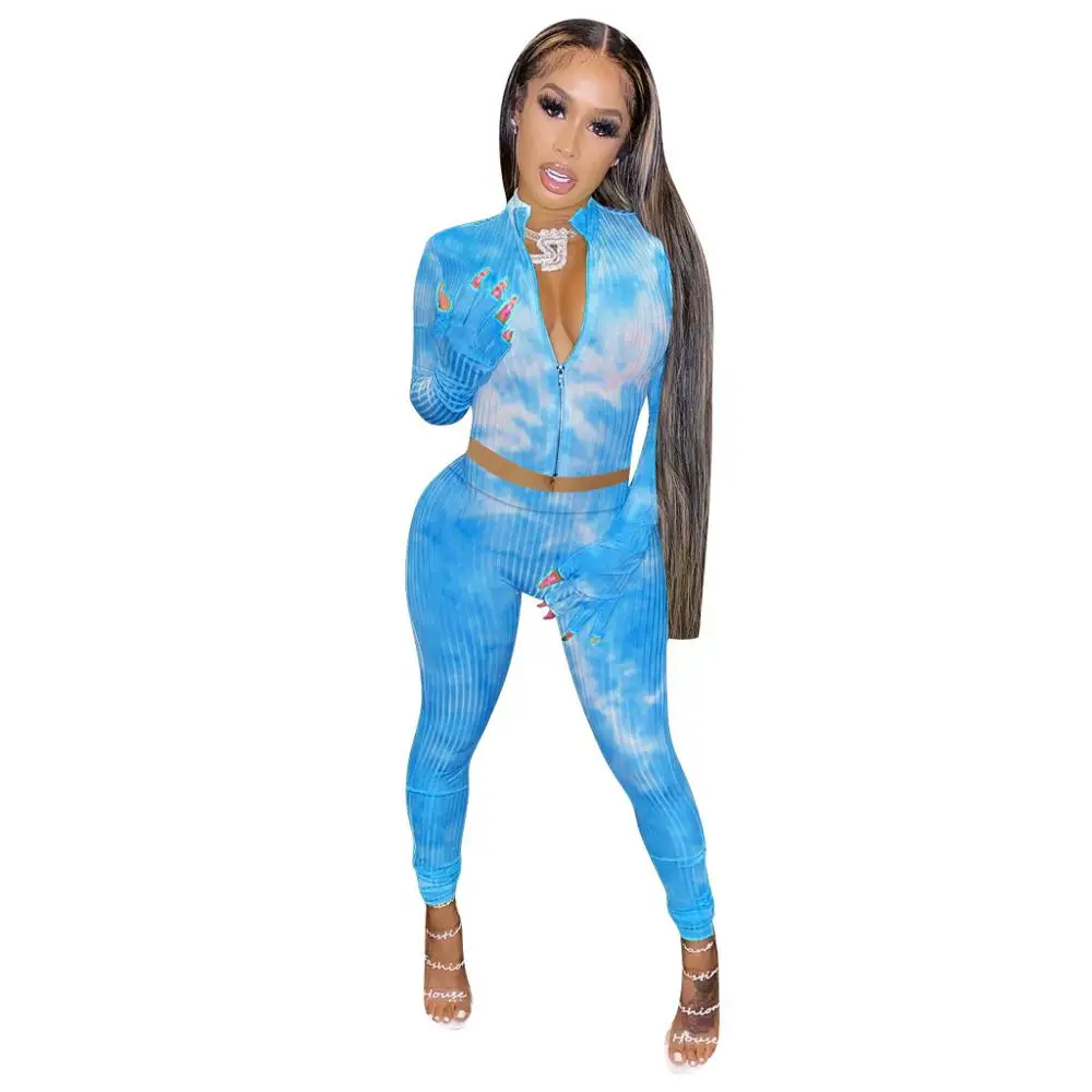 Осенний спортивный комплект с галстуком краской для фитнеса топ на молнии