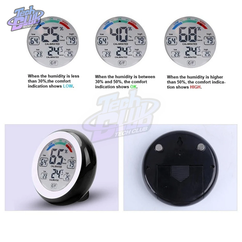 digital lcd display indoor thermometer hygrometer round wireless electronic temperature humidity meter weather station tester free global shipping