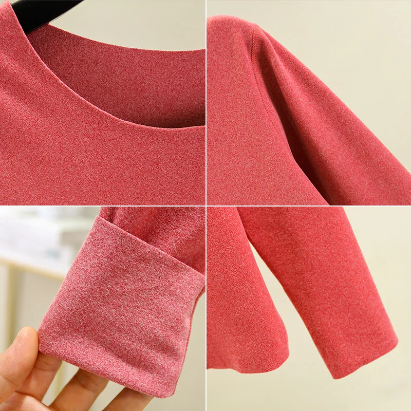 

Warm T-shirt Women's 2020 Autumn and Winter New Style Korean-style Slim Fit Large Size Crew Neck Long Sleeve