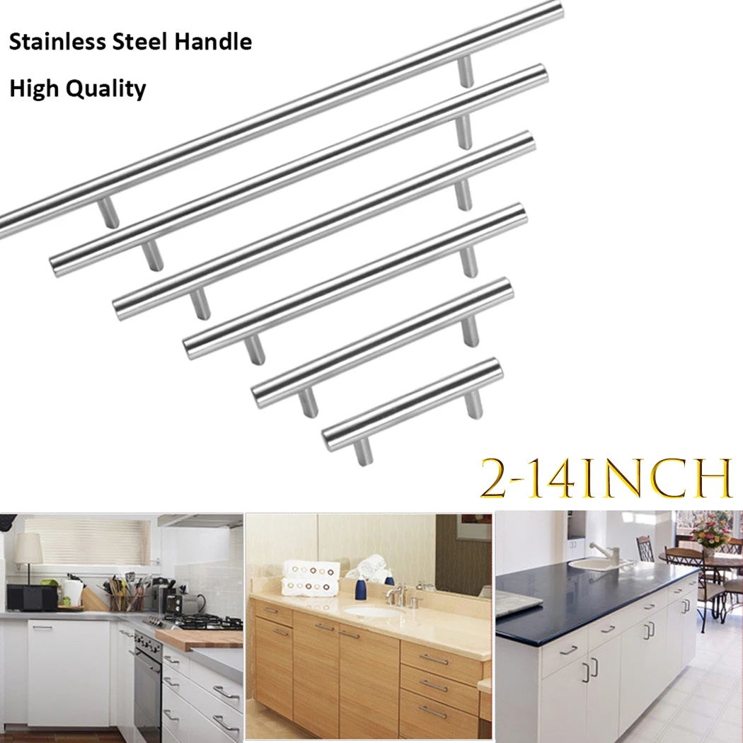 

2~14Inches Furniture Handle Stainless Steel Silver T-type Drawer Cabinet Wardrobe Door Pull Handle Home Furniture Hardware