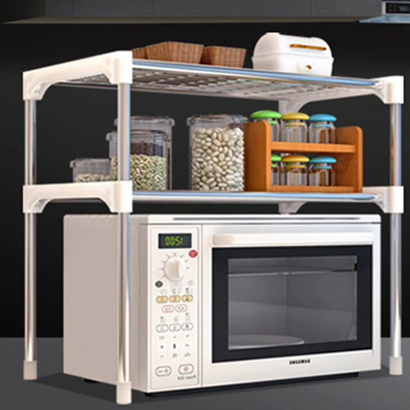 Adjustable Steel Microwave Oven Shelf Detachable Rack Kitchen Tableware Shelves Home Bathroom Storage Holder | Дом и сад