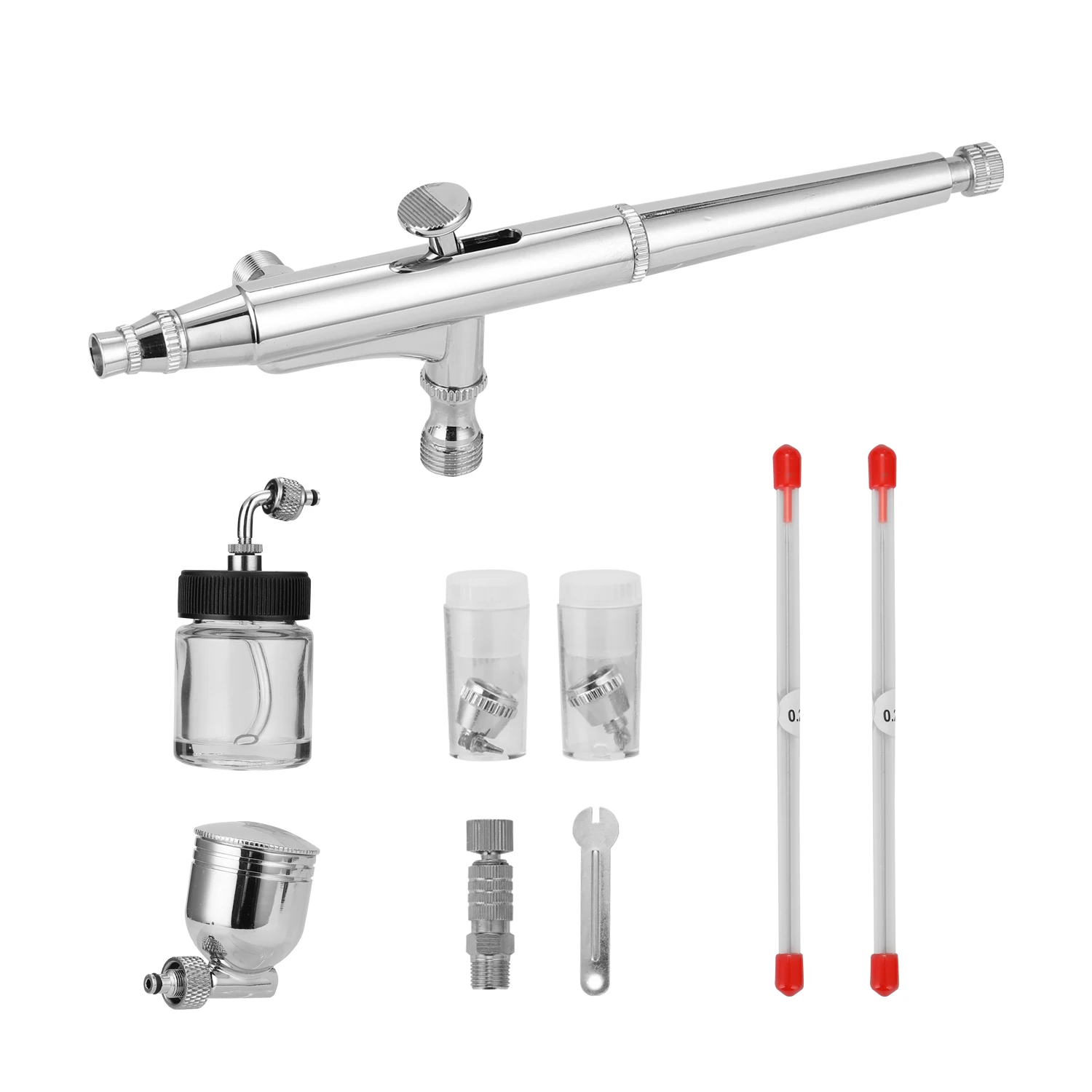 

Professional Airbrush Set for Model Making Art Painting with G1/8 Adapter Wrentch 2 Fluid Cups 2Needles 2 Nozzles Airbrush