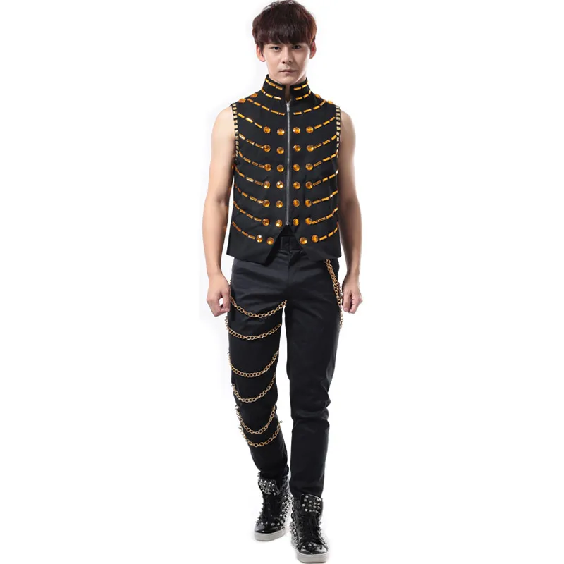 Мужской жилет в стиле панк рок DS мужской с блестками костюм без рукавов