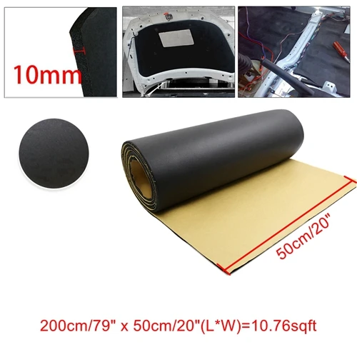 10mmx200cmx50cm X AUTOHAUX 5 мм/8 мм/10 мм супер толщина пены автомобиля пол багажника звукоизоляция Deadener коврик - Название цвета: 10mmx200cmx50cm