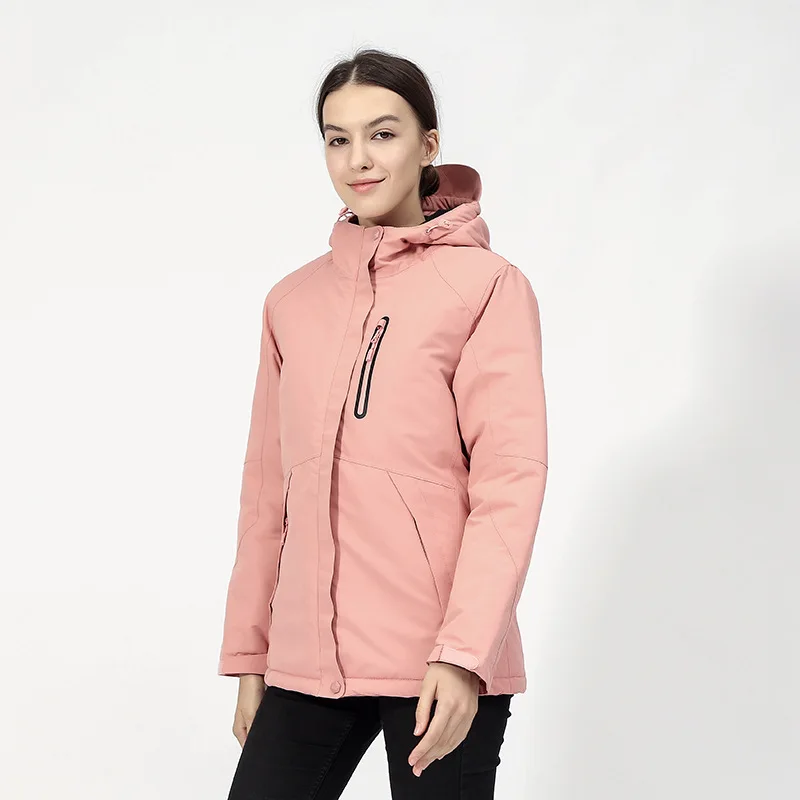 women pink SAENSHING, жилет с USB подогревом, куртки для женщин, походные куртки, для улицы, водонепроницаемая ветровка, дышащая, для мужчин, для кемпинга, походов, пальто - Цвет: women pink