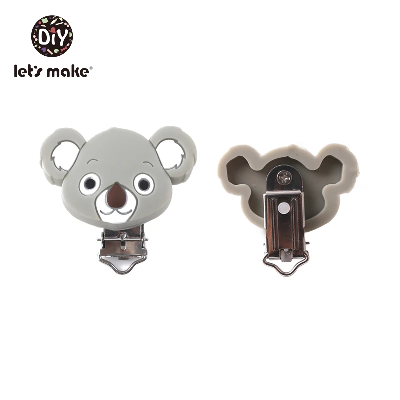 Koala Gray Let's make/1 шт. силиконовый Прорезыватель для зубов, зажимы для соски, жемчужные силиконовые бусины, круглая звезда, зажимы для пустышки, уход за зубами, Детские аксессуары - Цвет: Koala Gray