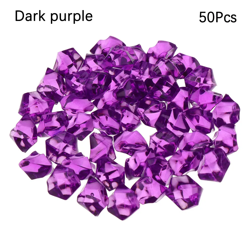 Dark purple 50 шт. красочные искусственные камни булыжники хрустальные кубики льда наполнитель для сосудов галька аквариум пейзаж аквариум домашнее приспособление для украшения - Цвет: Dark purple