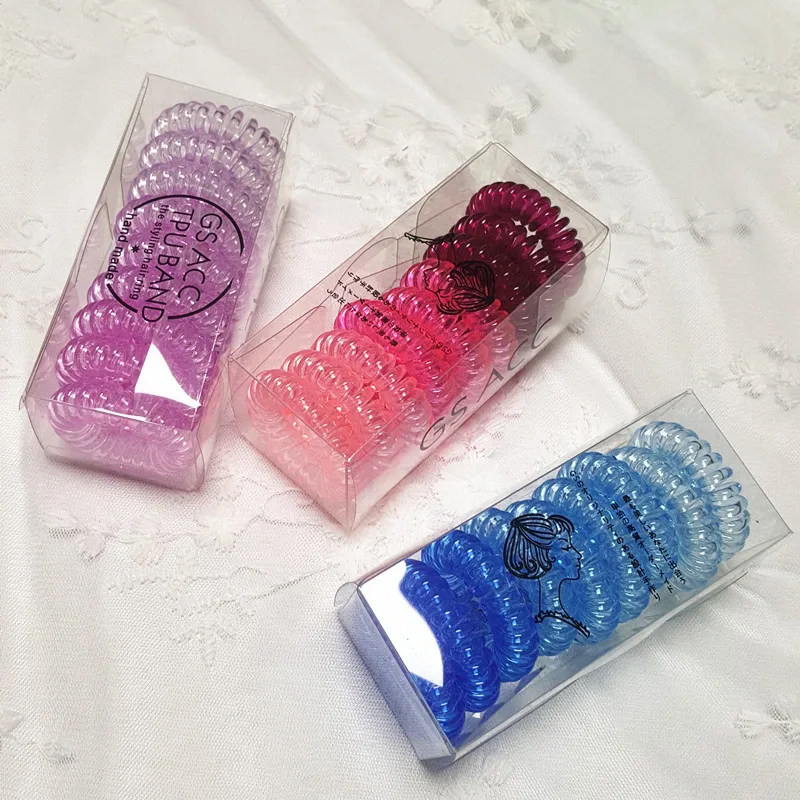 

9 Pcs/Box Colorful Spiral Hair Ties Telephone Wire Line For Women Elastic Hair Bands Scrunchies Hair Ring Girls Hair Accessories