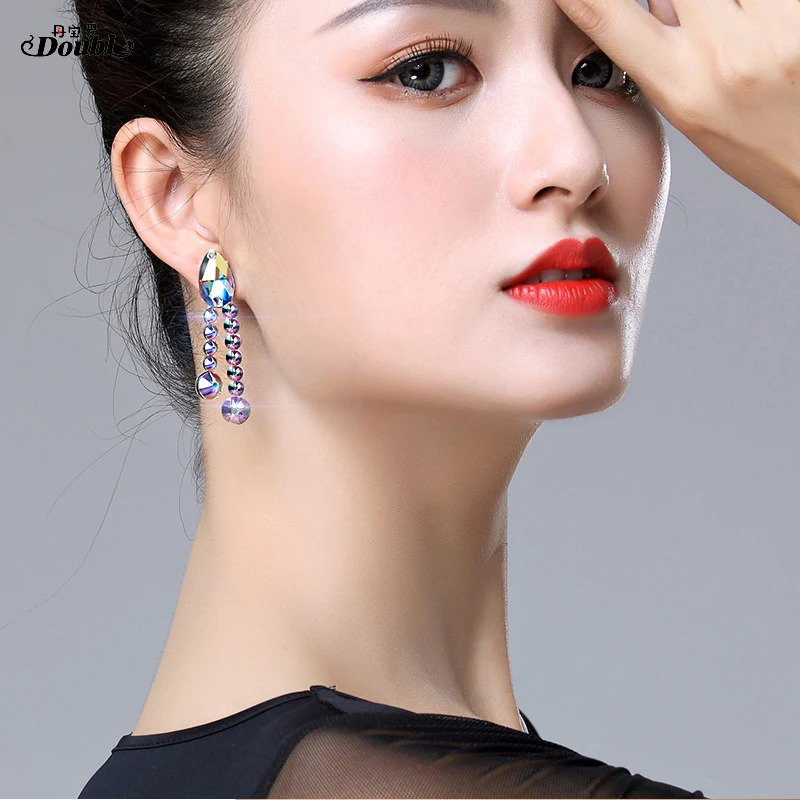 Двойные Профессиональные длинные серьги гвоздики для танцев аксессуары