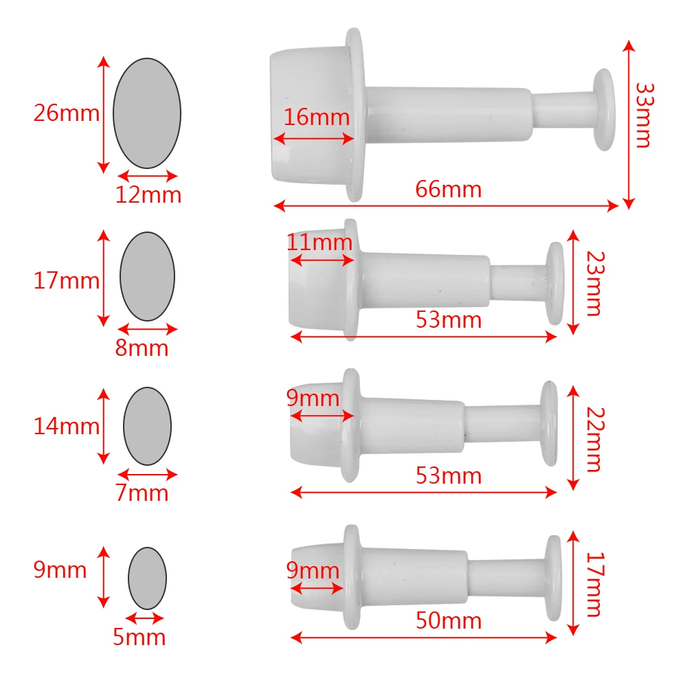 

4pcs/set DIY Baking Tool Sugarcraft Cutter Oval Shape Plunger Fondant Mold Cake Decorating Tools Chocolate Cookie Mould