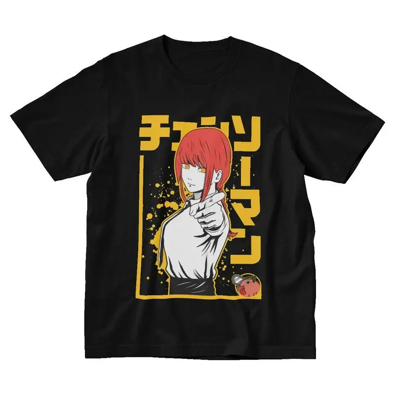 

Крутая Мужская футболка Makima с Бензопилой, Мужская мягкая футболка с коротким рукавом, Повседневная футболка с рисунком Аниме Манга дендзи, ...