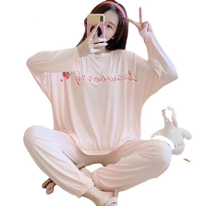 

Mother-daughter pajamas, long-sleeved trousers in spring and autumnchildren and girls, baby modal cotton sweet household clothes
