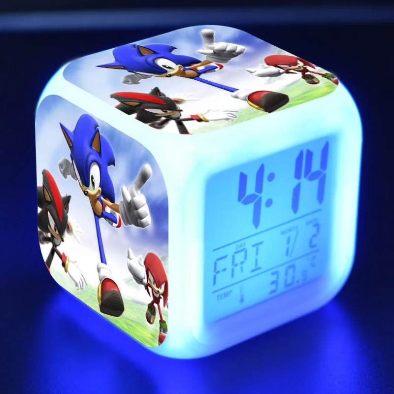 Фото Звуковая фигурка модель светодиодные часы Будильник 7 цветные светильник ящиеся