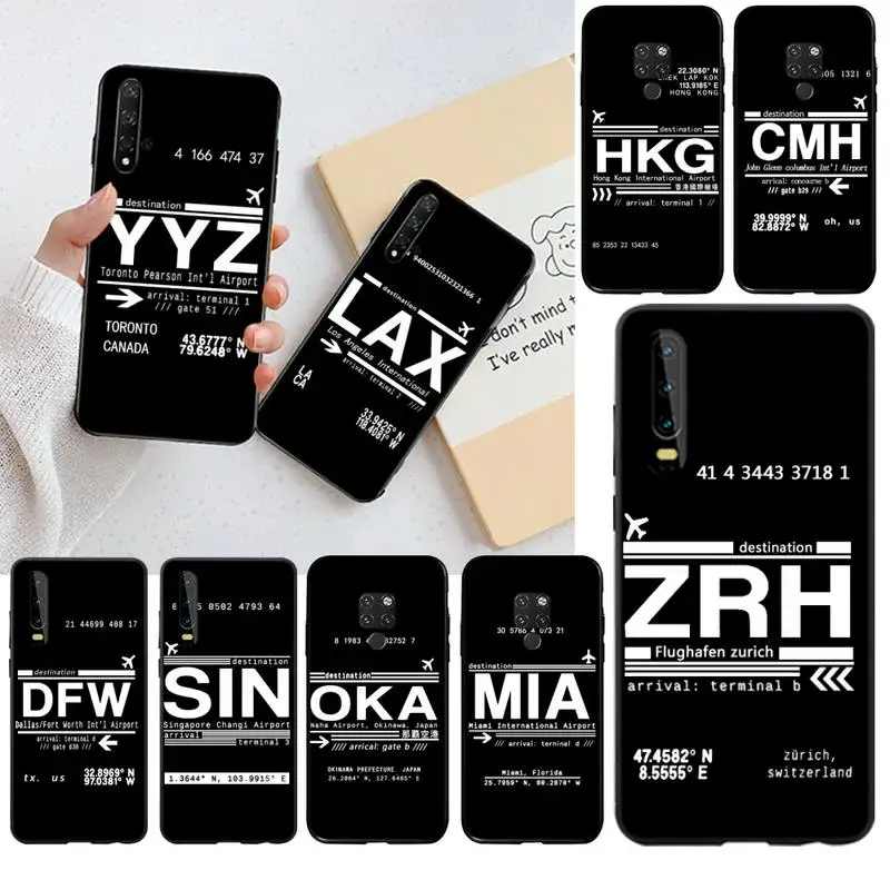 HPCHCJHM мировой аэропорт код клиента высокое качество чехол для телефона Huawei P30 P20 lite
