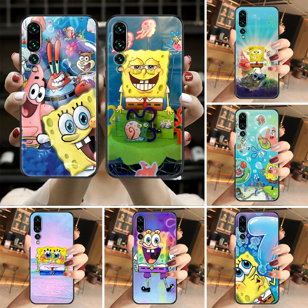

Funny Cartoon Sponges Cute Phone case For Huawei P Mate P10 P20 P30 P40 10 20 Smart Z Pro Lite 2019 black luxury bumper pretty