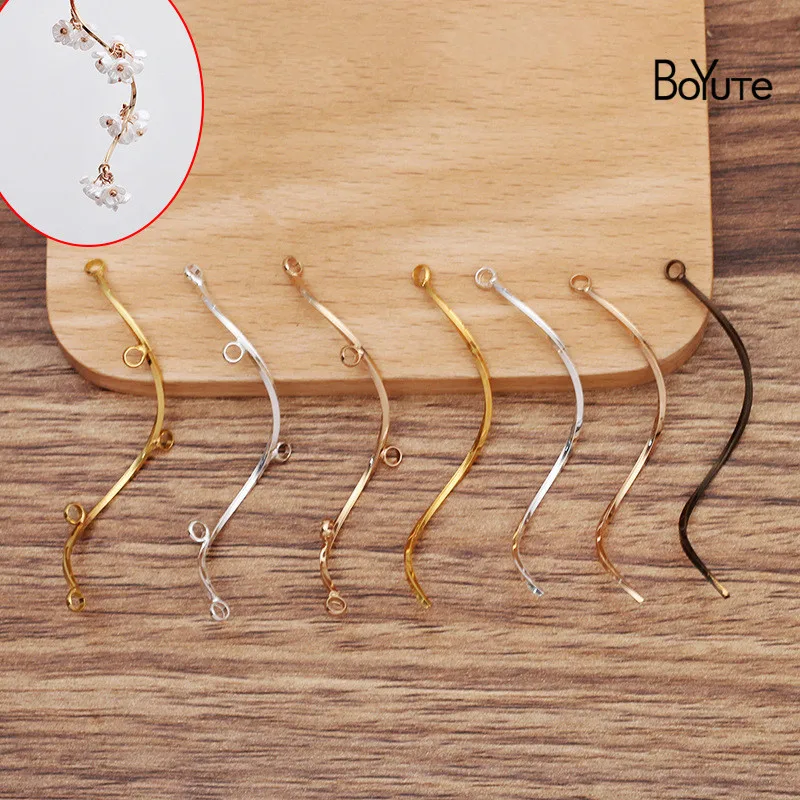 

BoYuTe (50 Pieces/Lot) 1*50MM Metal Brass Earring Accessories Wave Bar Diy Hand Made Material Jewelry Findings