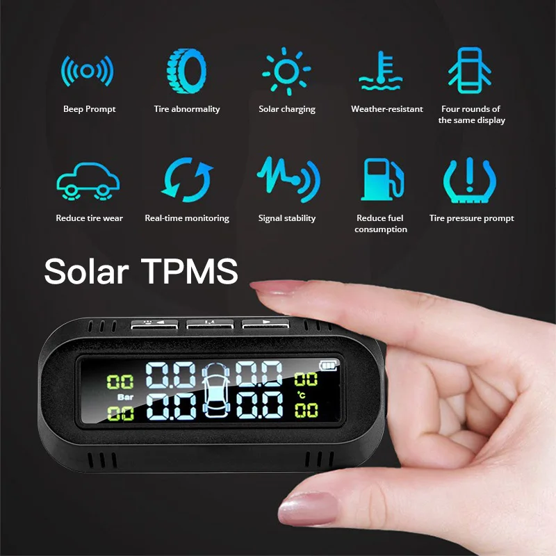 acceo k04 tire pressure monitoring system solar power tpms auto temperature security alarm monitor 4 wheels tire pressure sensor free global shipping