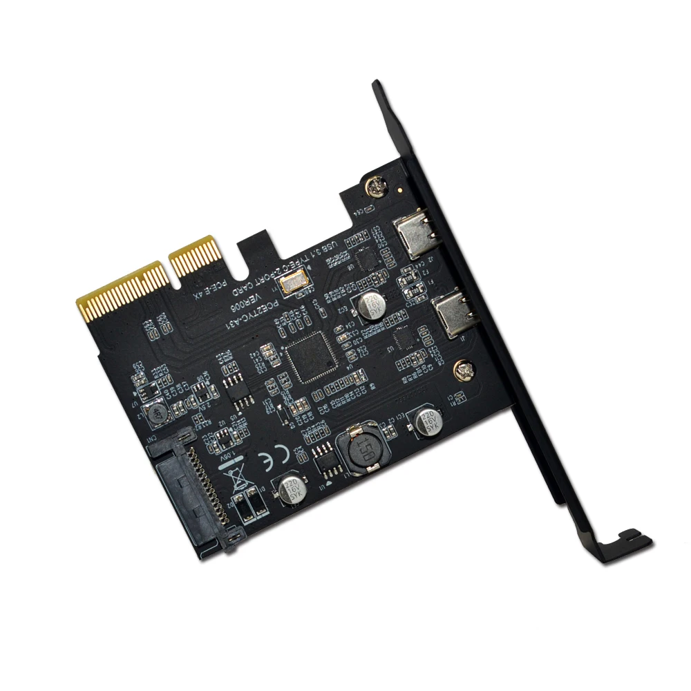 Плата PCIE Raiser USB 3 1 два реверсивных порта Gen 2 Type-C PCI Express X4 SATA 15 контактный разъем 10
