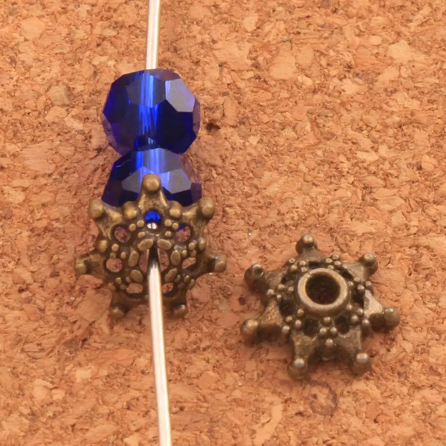 Star Dots Bead Caps 9.4x9.6mm 600Pcs Antique Bronze Jewelry Findings Components L1041