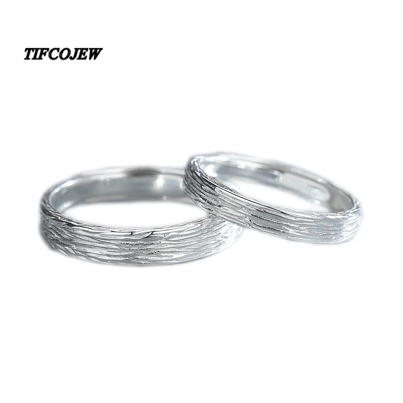 

TIFCOJEW S925 Sterling Silver Silk Couple Rings Winding Handmade Party Jewelry Gifts Size Adjustable Jewelry 2021