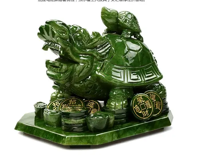 

real natural jade dragon turtle wenchang tower is a natural south jade mother-son statues animal head sculpture Decoration