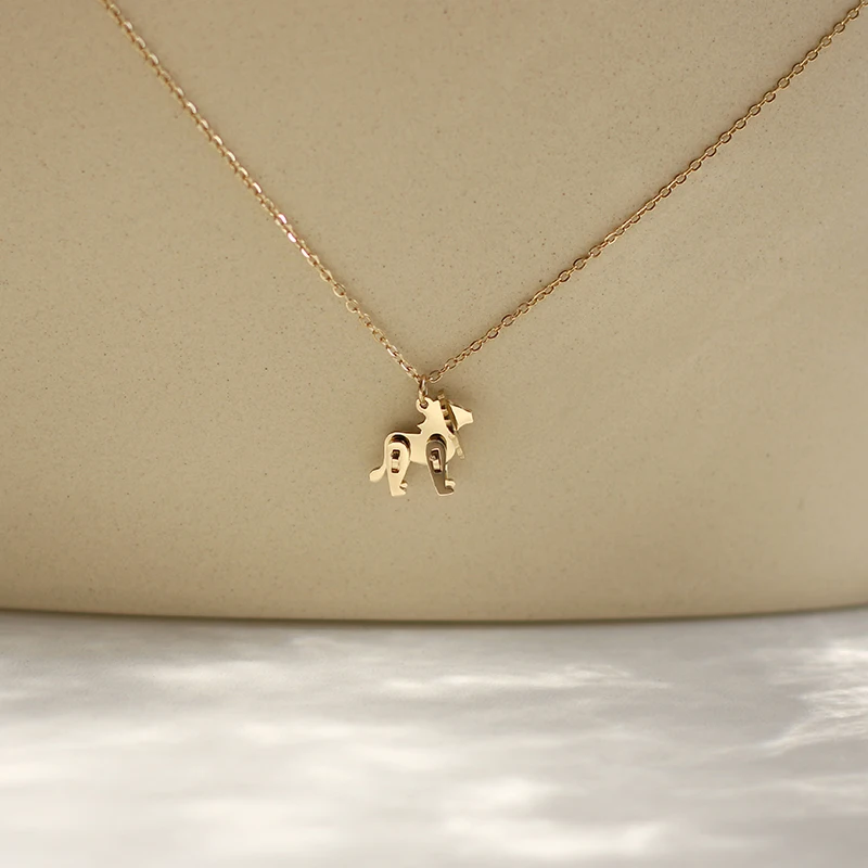 Ожерелье с подвеской-львом в виде детского животного цепь из нержавеющей стали