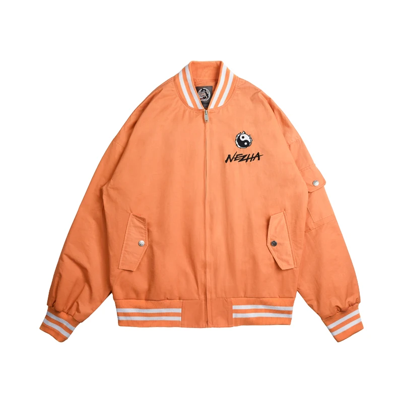 Orange Color Street Fashion Jacket Male Casual outwear Embroidery Baseball Jackets Luxury Winter clothing | Мужская одежда