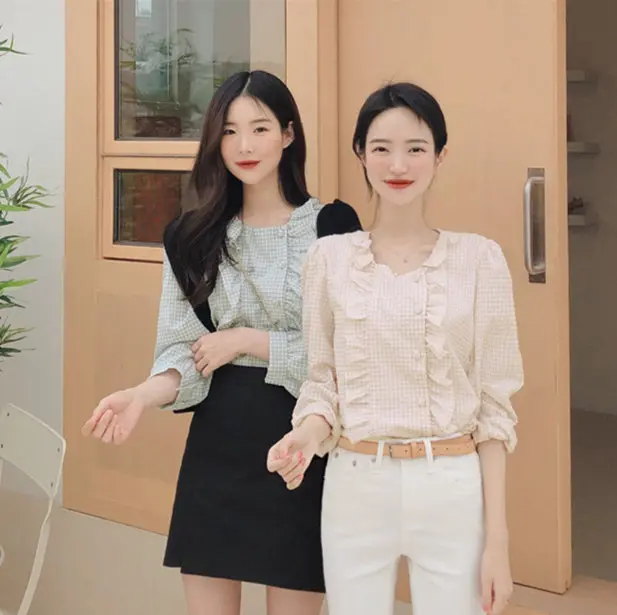 

2019 Новая модная хлопчатобумажная одежда для женщин с длинным рукавом Блузка рубашка, рубашка для девушек OL вечерние уличная blusas femininas элега...