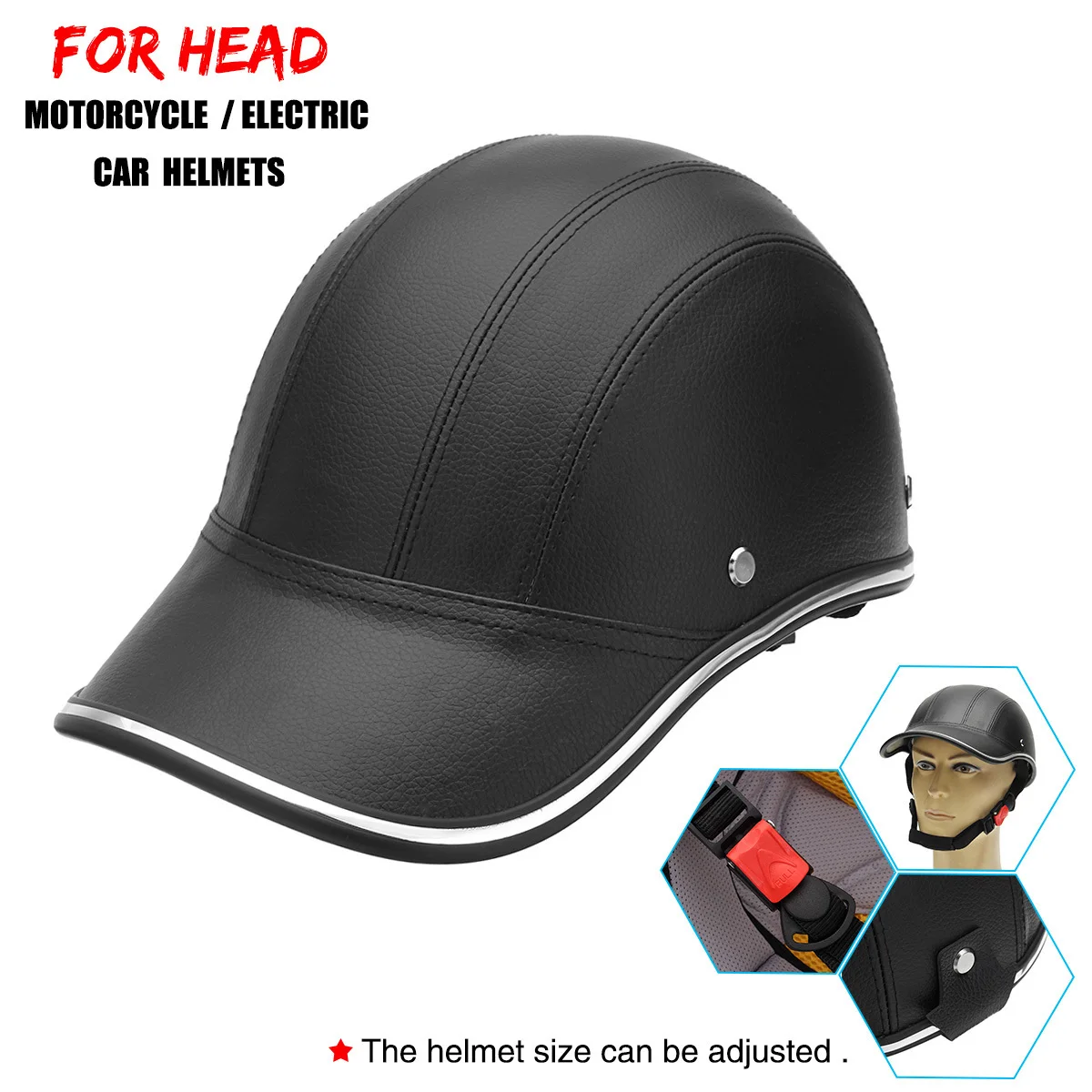 Motorcycle Half Helmet Baseball Cap Face Helm Electric Bike Roller Anti-UV Safety Hard Hat Motorbike 55-62cm | Автомобили и