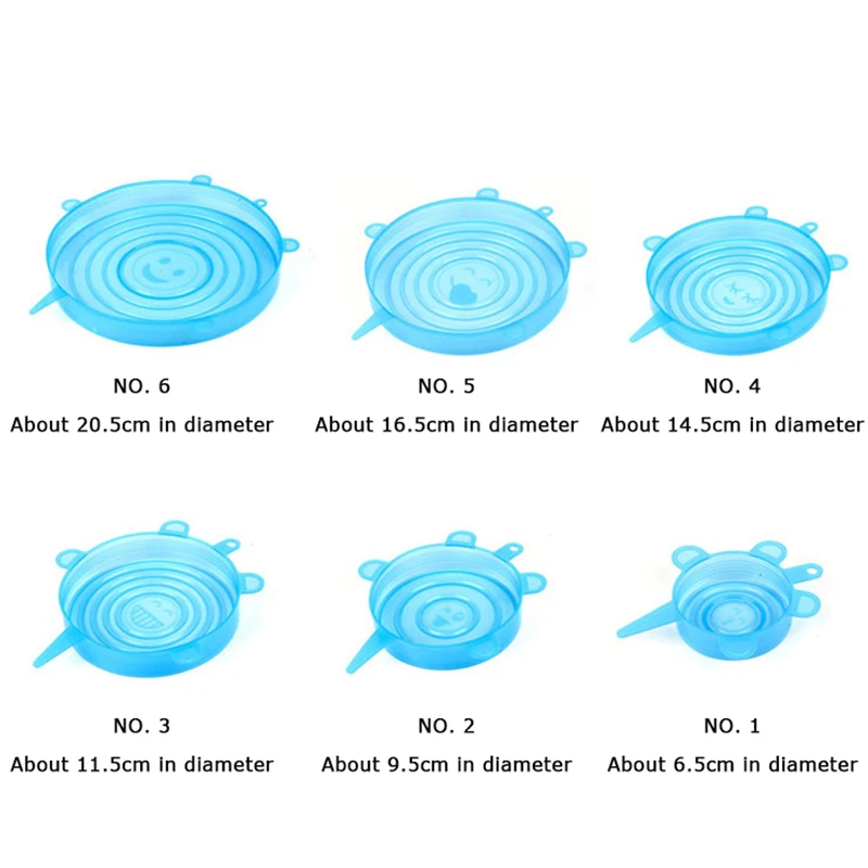 6 шт./компл. Универсальный силиконовые крышки стрейч крышка всасывания Пособия по