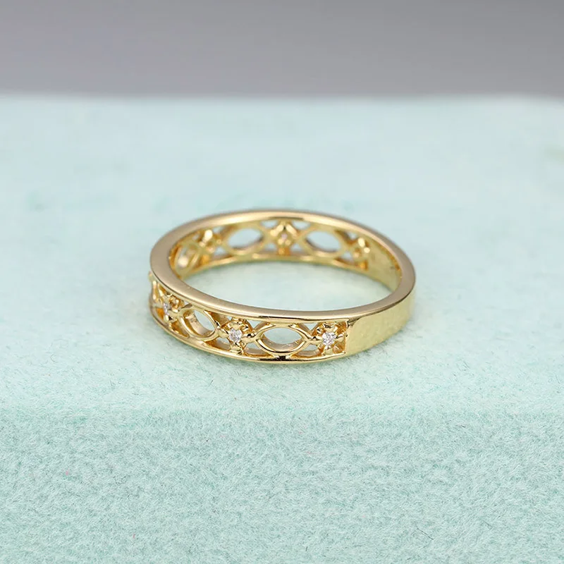 Женское Винтажное кольцо ZHOUYANG золотистое в западном стиле с выбитыми узорами из