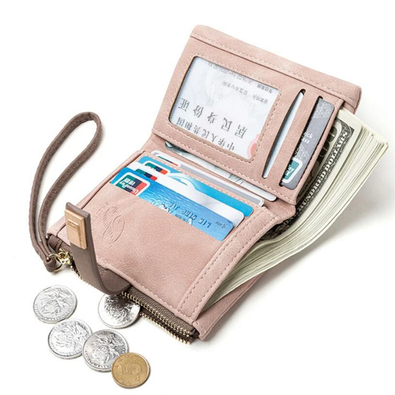 Модный женский кошелек Женский с коротким принтом листьев маленький из нубука