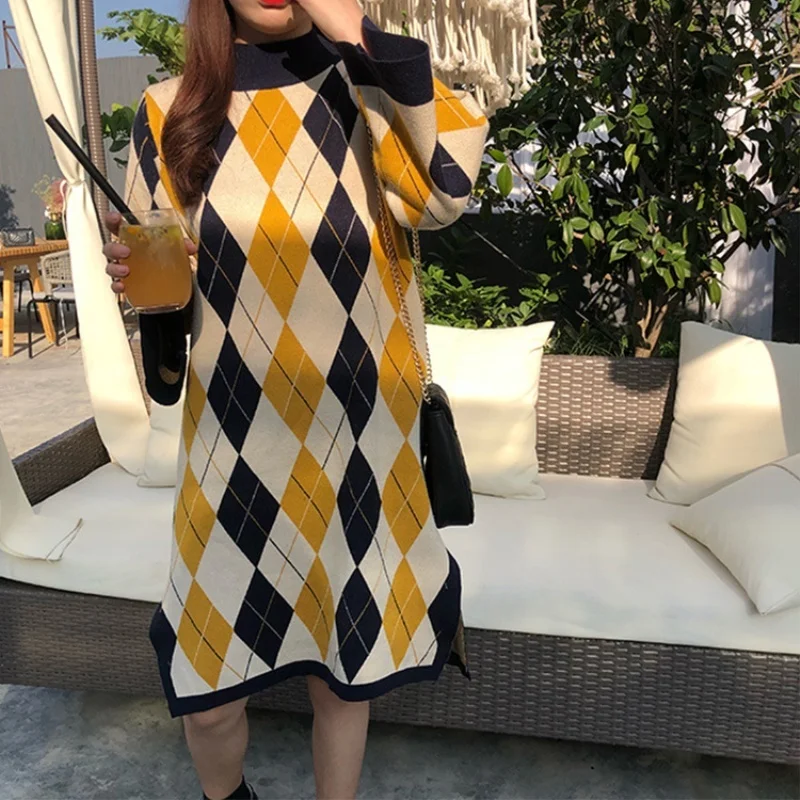 Новинка 2020 Осень-зима большой размер свободный круглый воротник вязаный пуловер