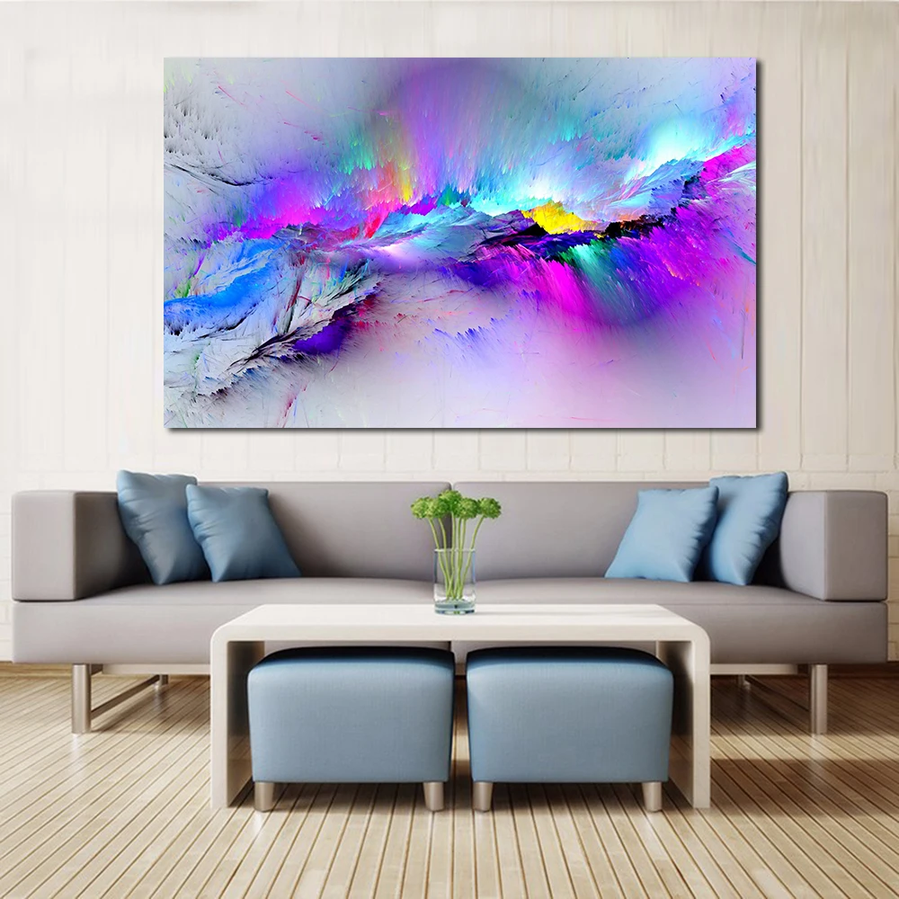 

Purple Clouds Abstract Art Painting Canvas Print Pictures For Living Room Wall Art Modern Decorative Painting Poster And Print